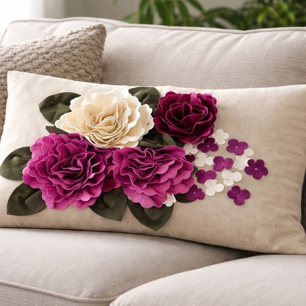 Anthropologie Inspired Floral Lumbar Pillow Cover 12x20